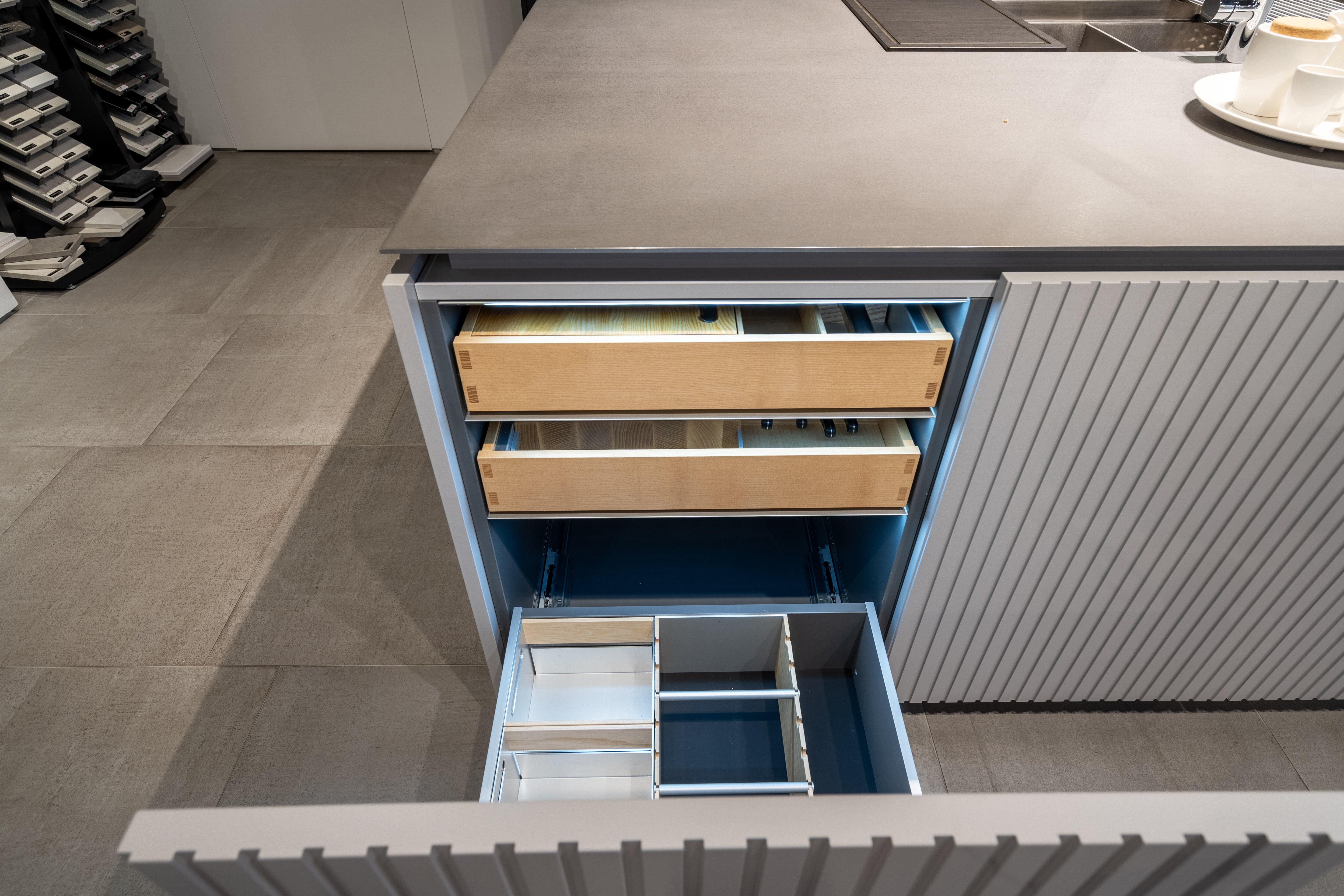 eggersmann Black & Grey Work's Glass Modern Kitchen with Sub-Zero & Wolf Appliances