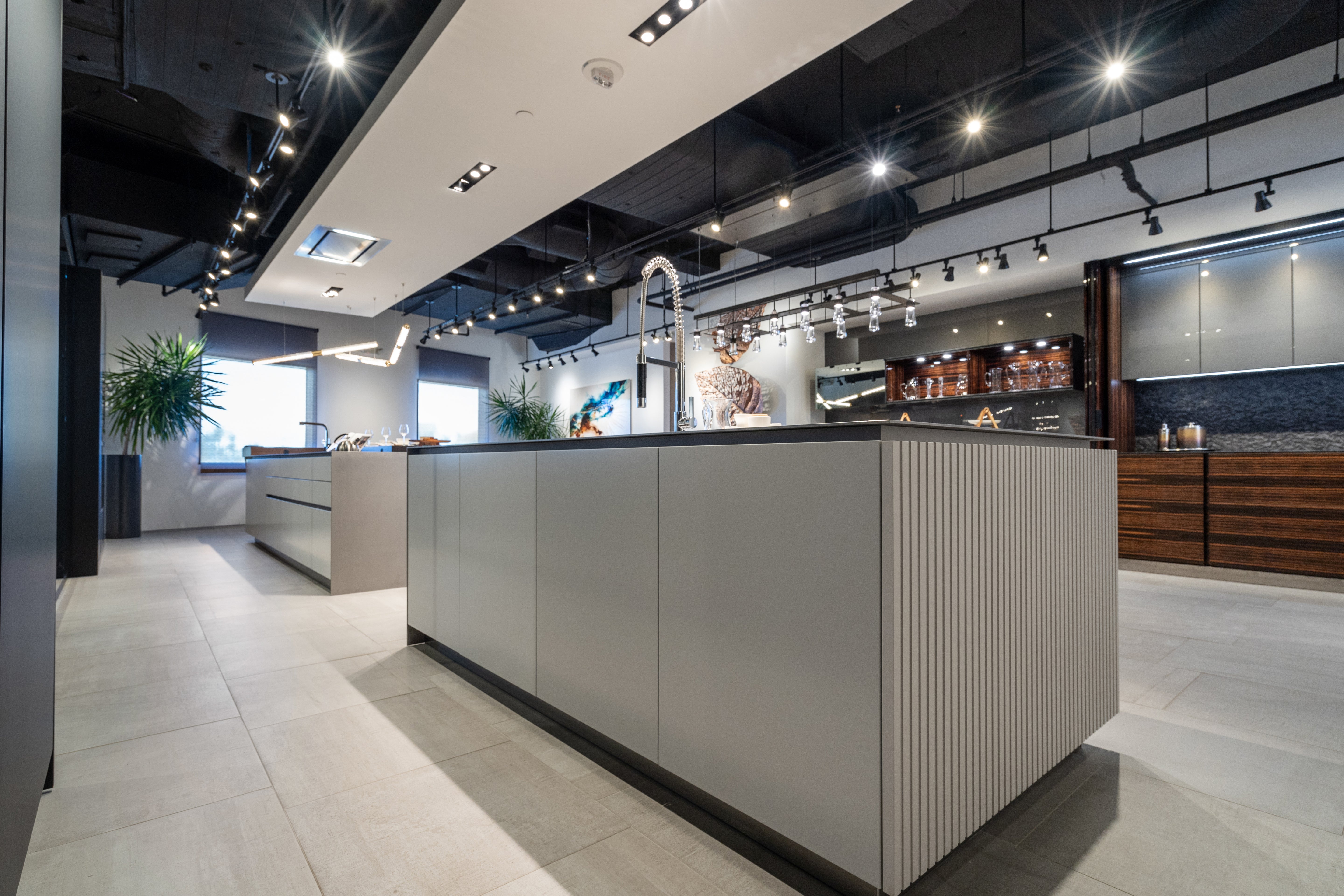 eggersmann Black & Grey Work's Glass Modern Kitchen with Sub-Zero & Wolf Appliances