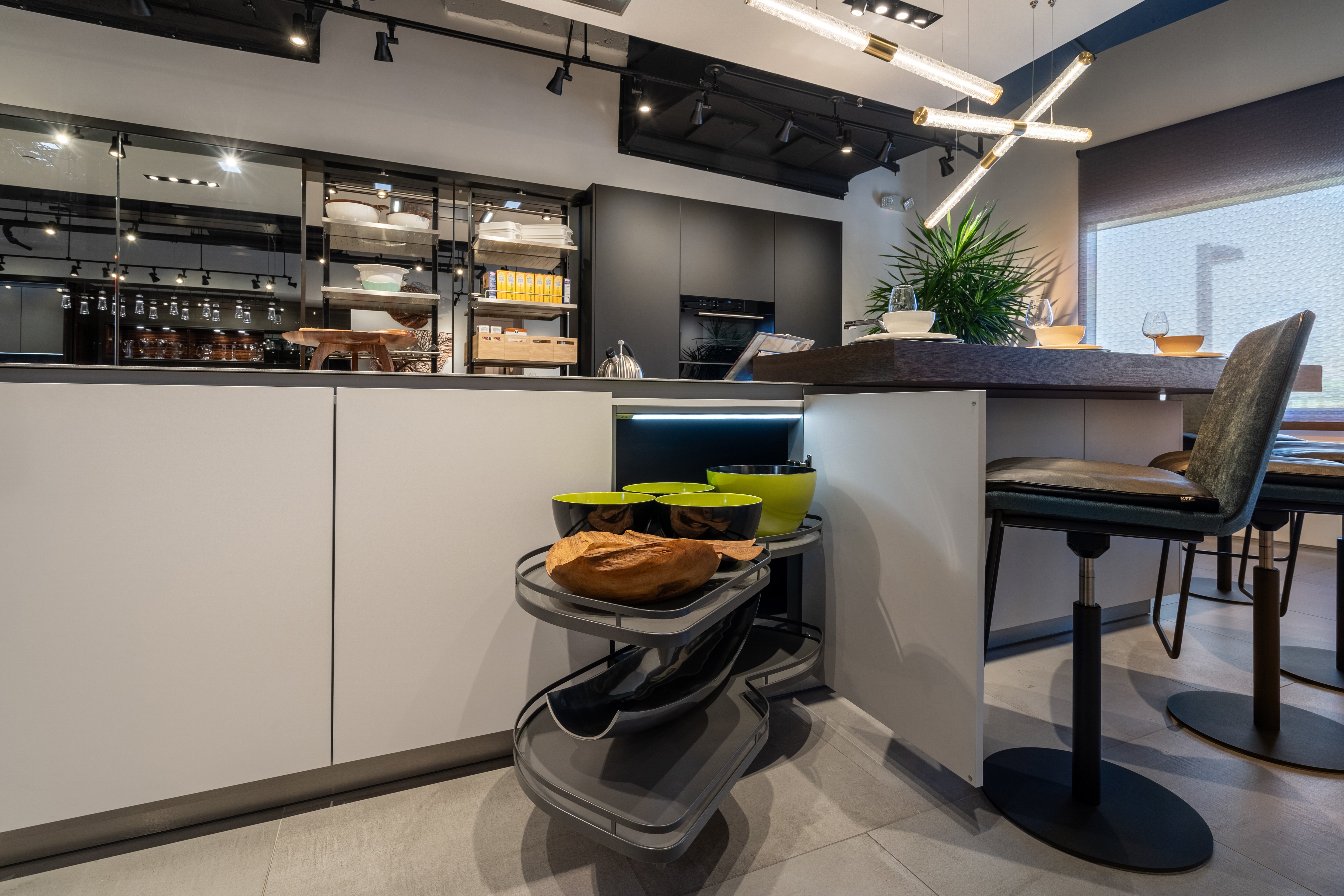 eggersmann Black & Grey Work's Glass Modern Kitchen with Sub-Zero & Wolf Appliances