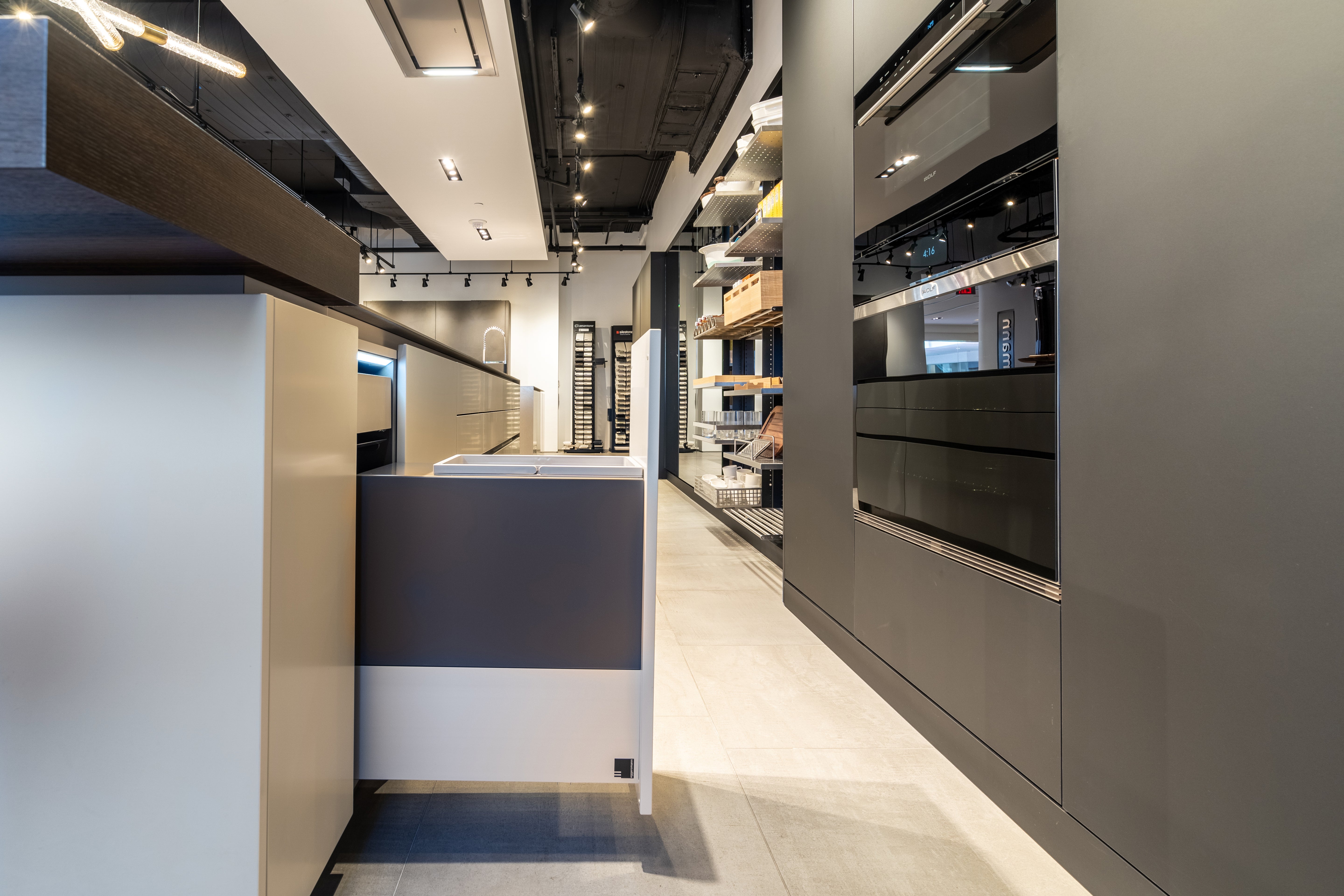 eggersmann Black & Grey Work's Glass Modern Kitchen with Sub-Zero & Wolf Appliances