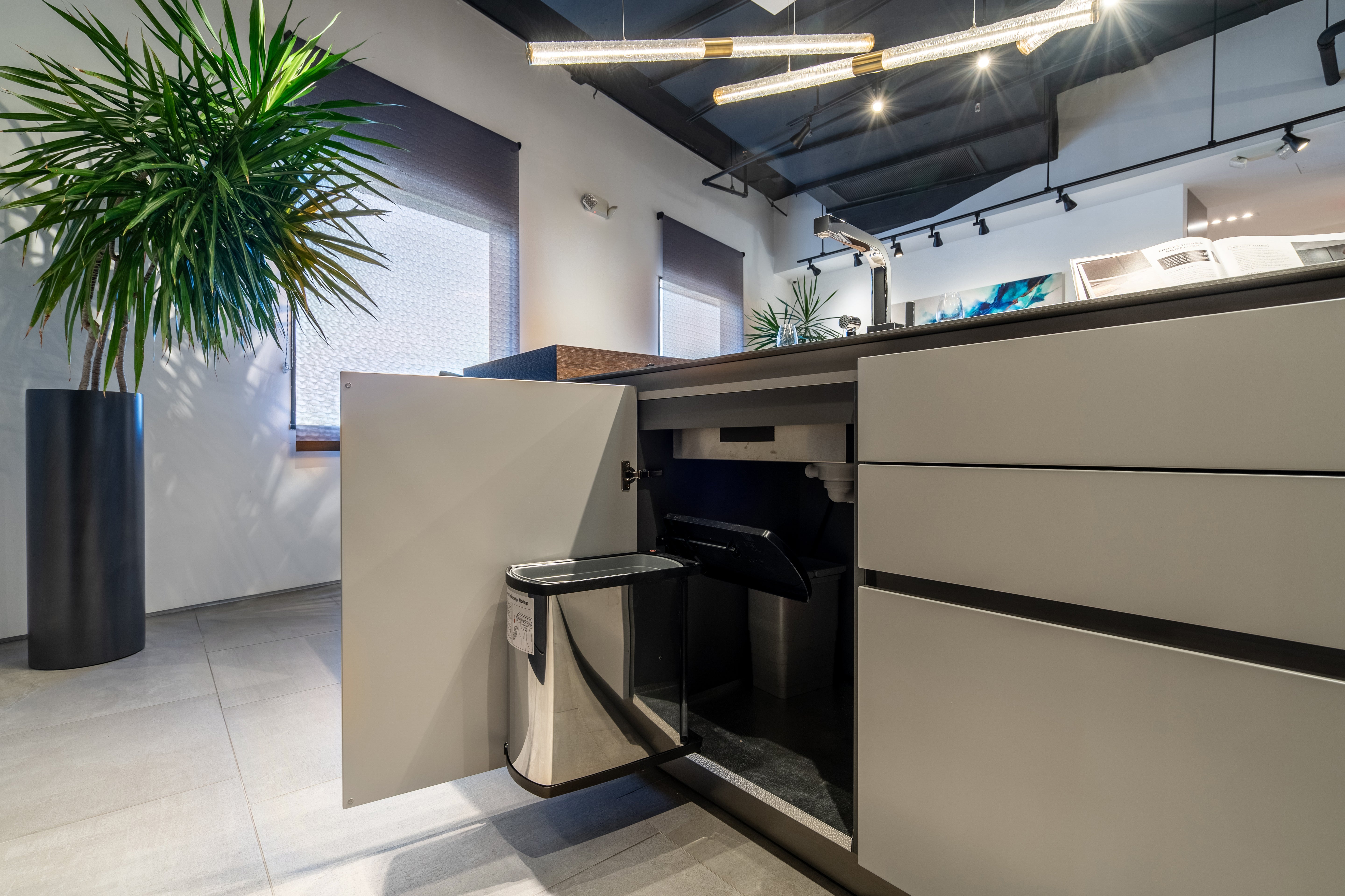 eggersmann Black & Grey Work's Glass Modern Kitchen with Sub-Zero & Wolf Appliances