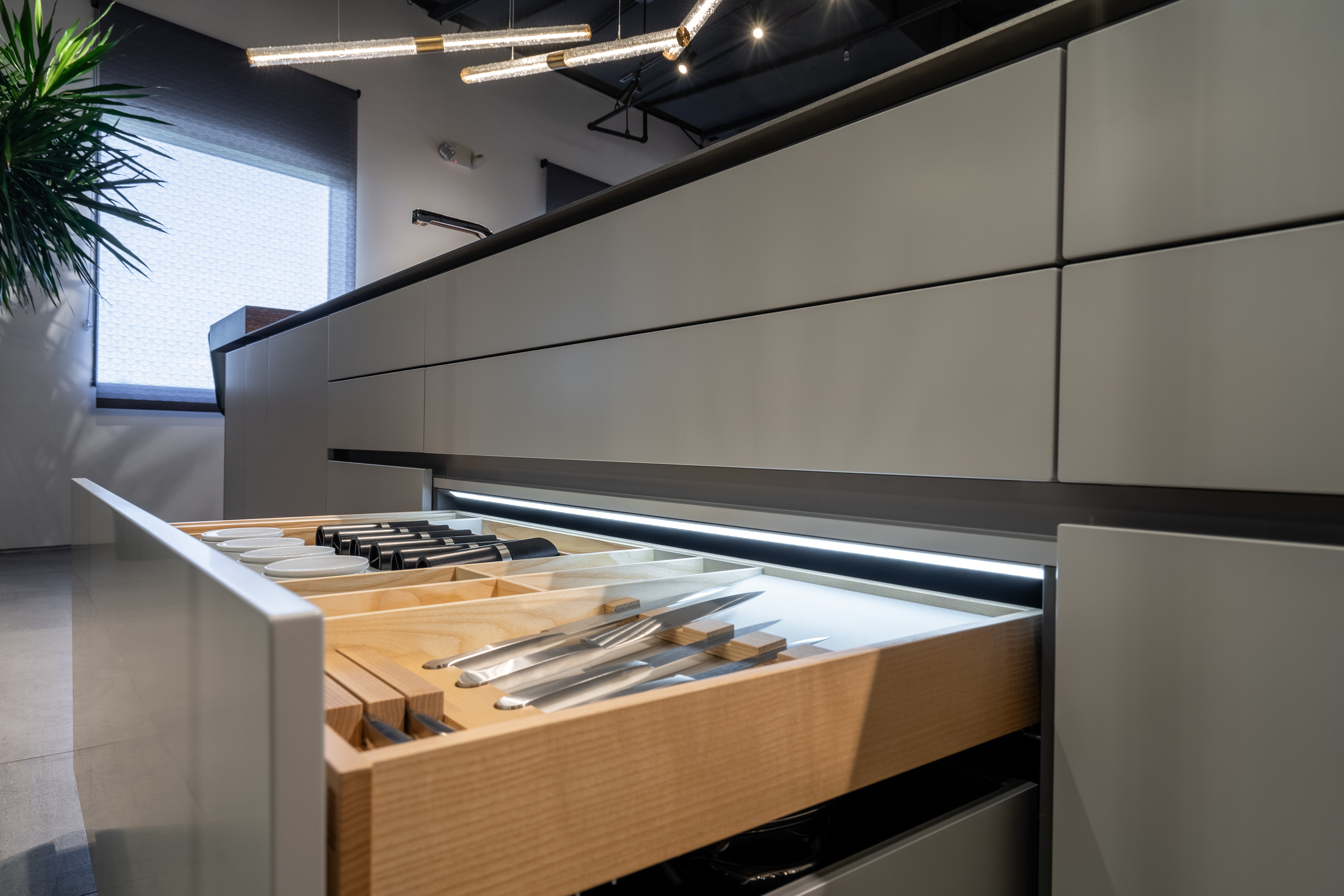 eggersmann Black & Grey Work's Glass Modern Kitchen with Sub-Zero & Wolf Appliances