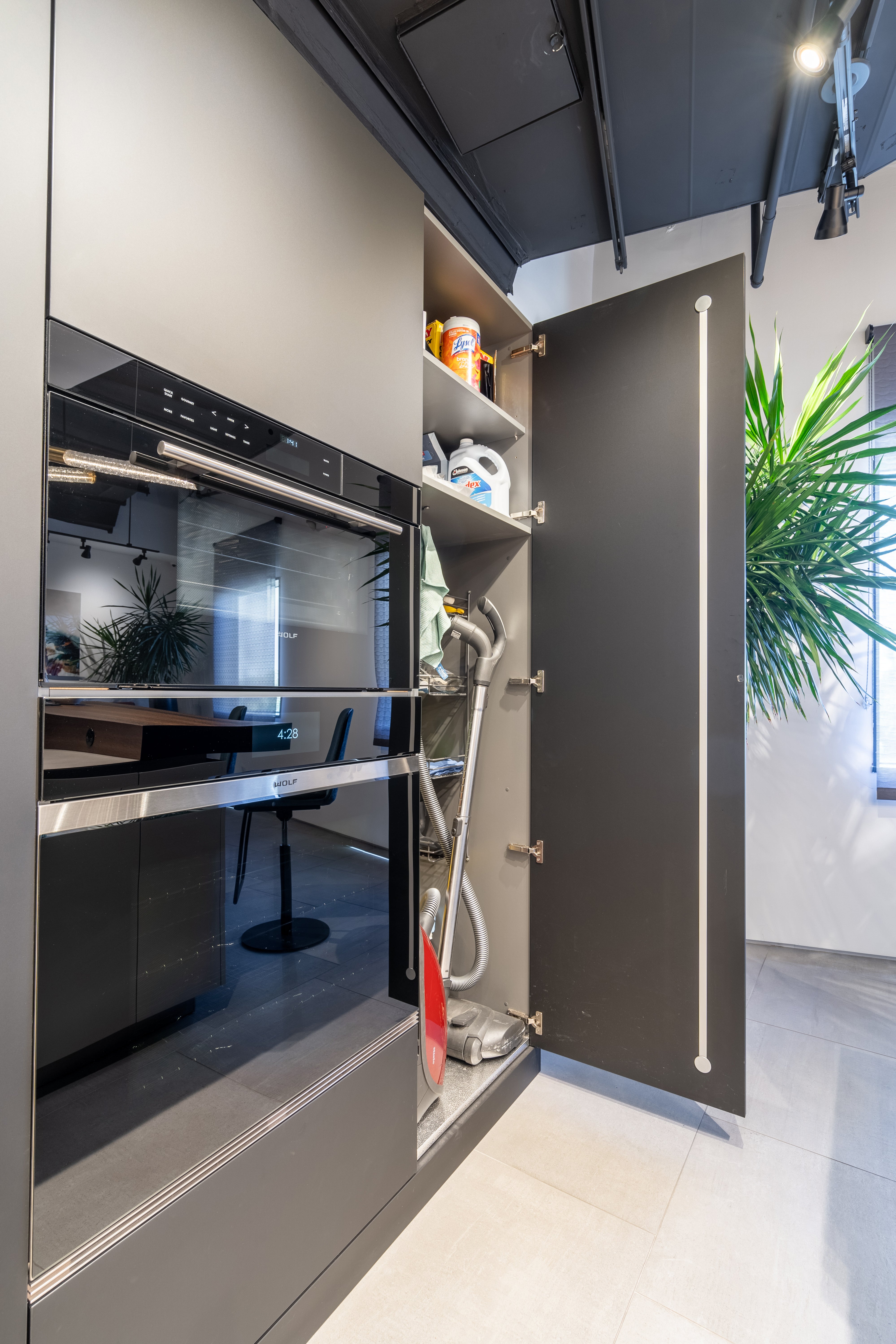 eggersmann Black & Grey Work's Glass Modern Kitchen with Sub-Zero & Wolf Appliances