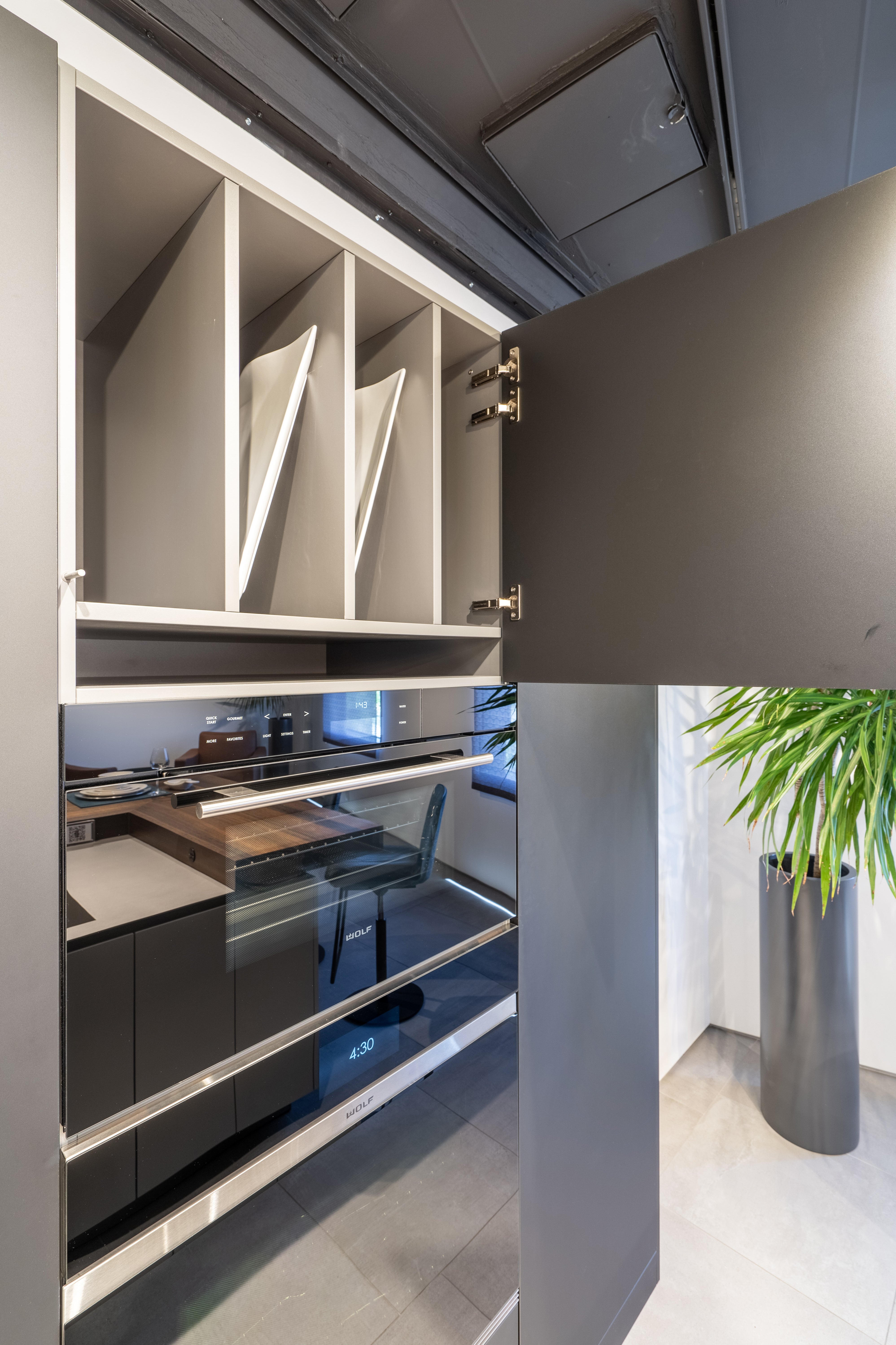 eggersmann Black & Grey Work's Glass Modern Kitchen with Sub-Zero & Wolf Appliances