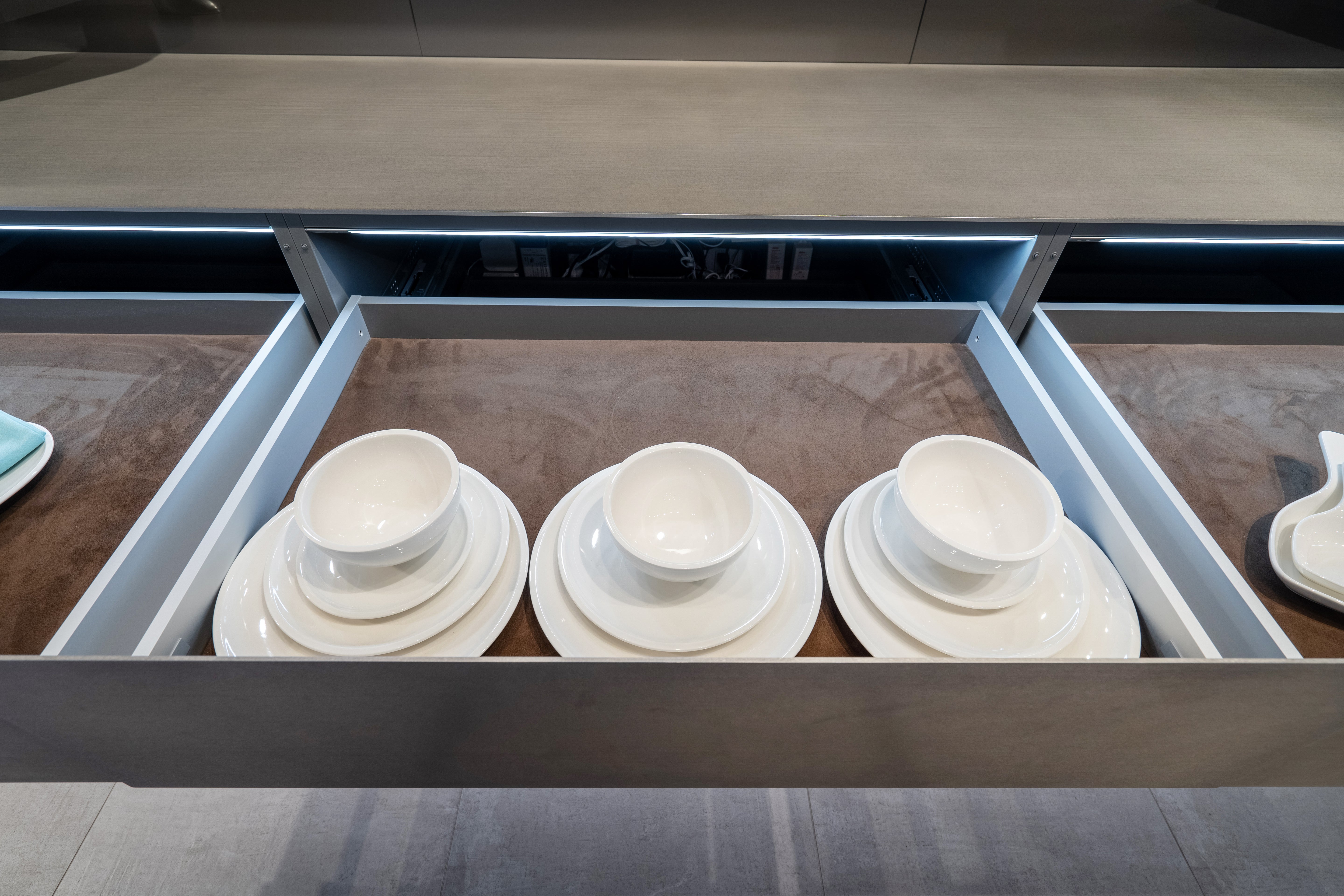 eggersmann Matte and High Gloss Modern Bar with Makassar Accents and Sliding Mirror Door