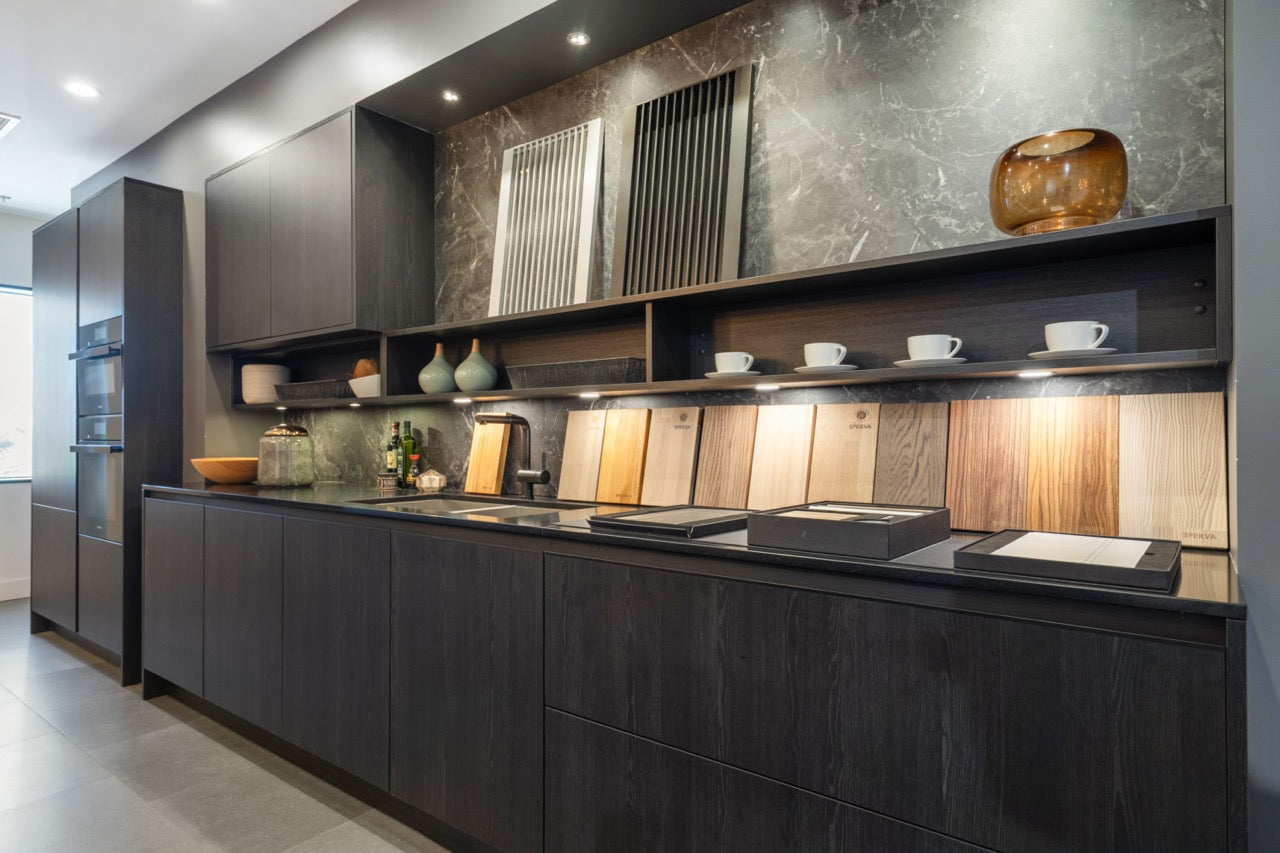 SieMatic Modern Black Kitchen with Island & Miele Appliances