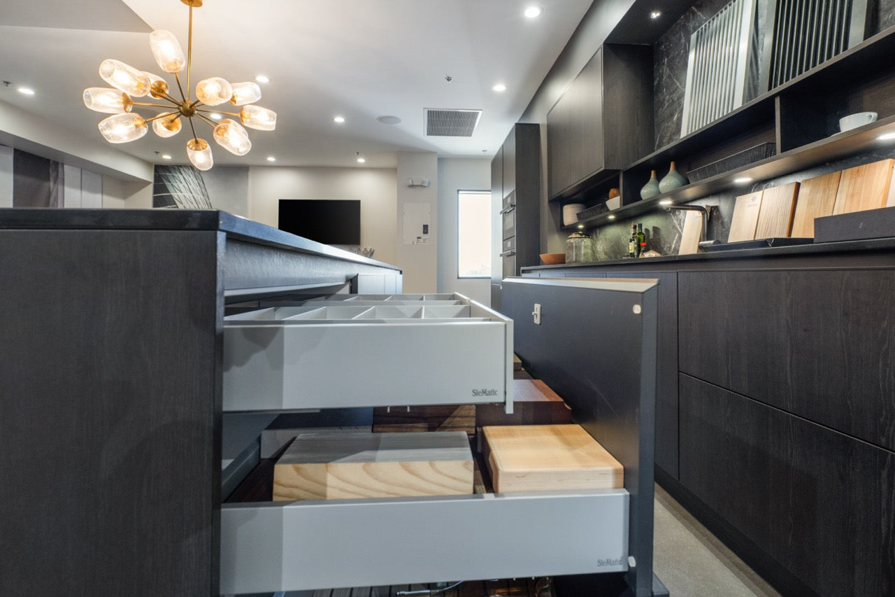 SieMatic Modern Black Kitchen with Island & Miele Appliances