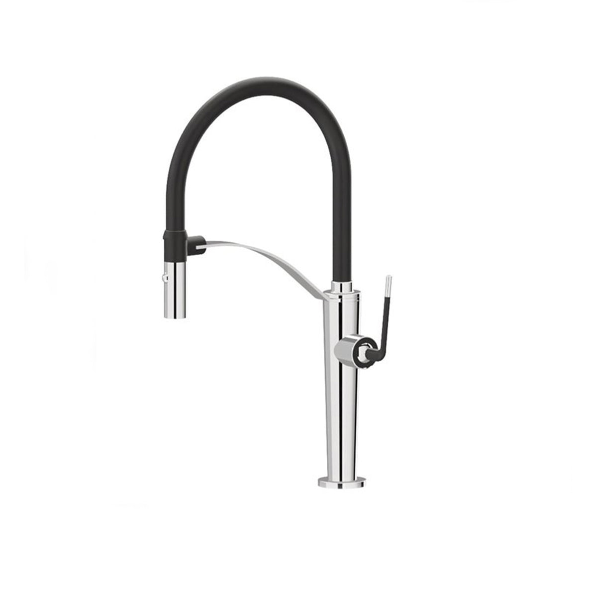 Newform O'Rama 68735.05.013 Chrome & Glossy White Single Lever Faucet with Pull Down Sprayer