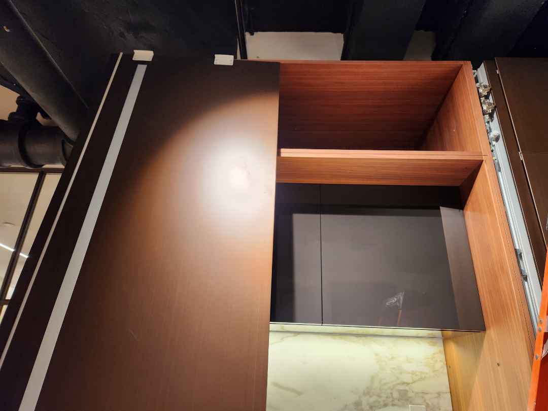 Poliform Artex Glacier White & Moka Modern Kitchen with Marble Countertops and Sub-Zero & Wolf Appliances