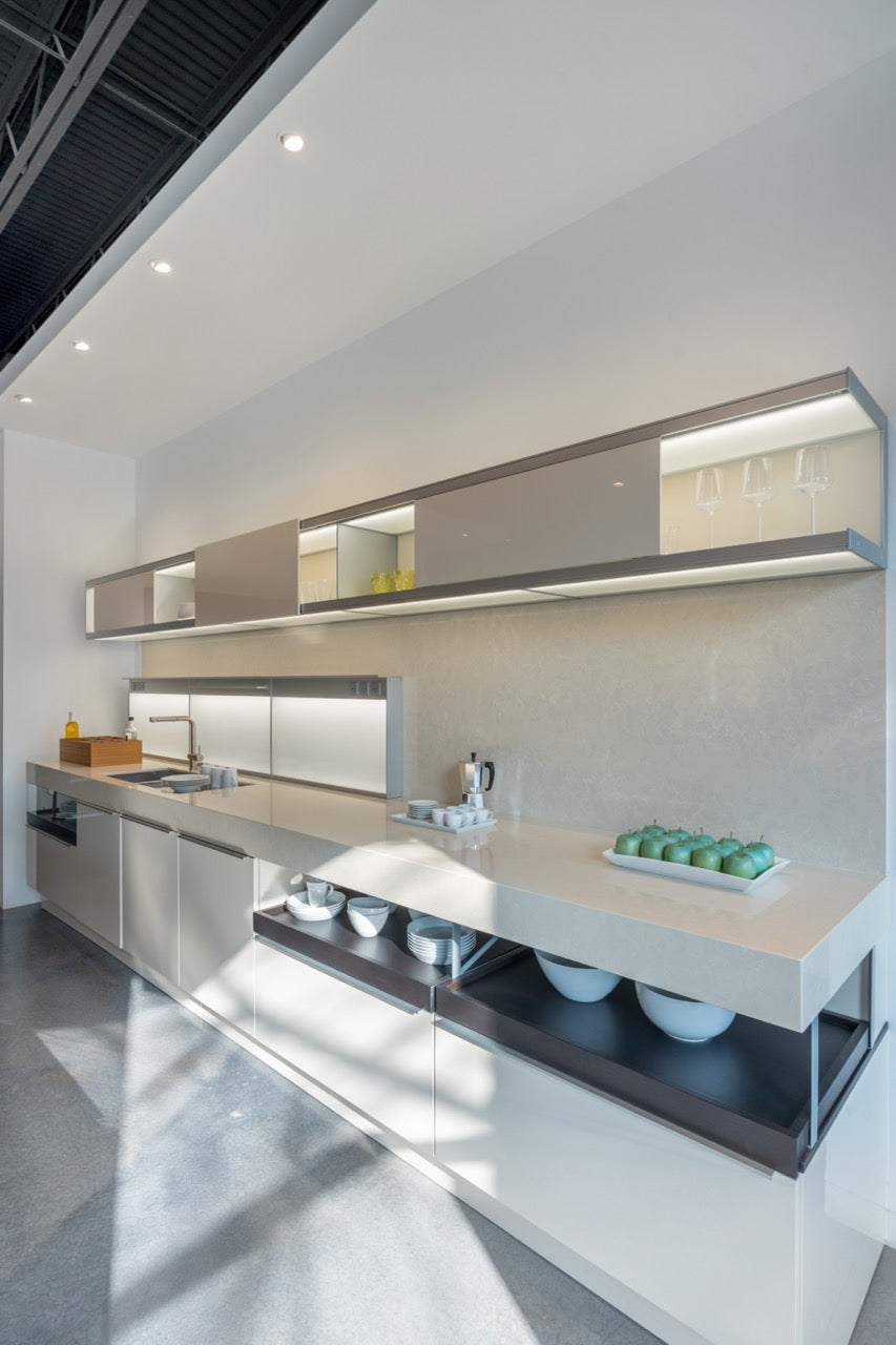 Poggenpohl Plus Modo Modern Black and White Kitchen with Island and Wolf & Sub-Zero Appliances