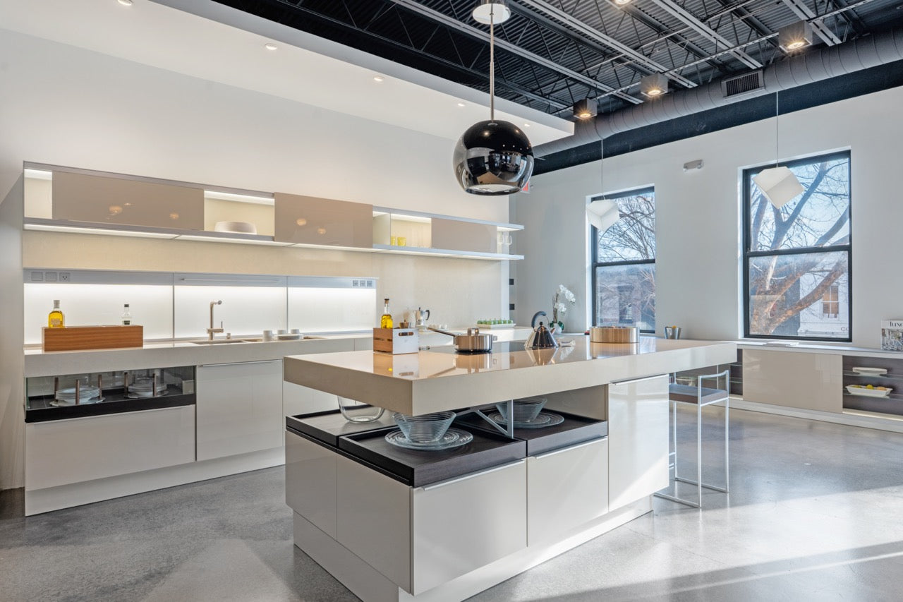 Poggenpohl Plus Modo Modern Black and White Kitchen with Island and Wolf & Sub-Zero Appliances