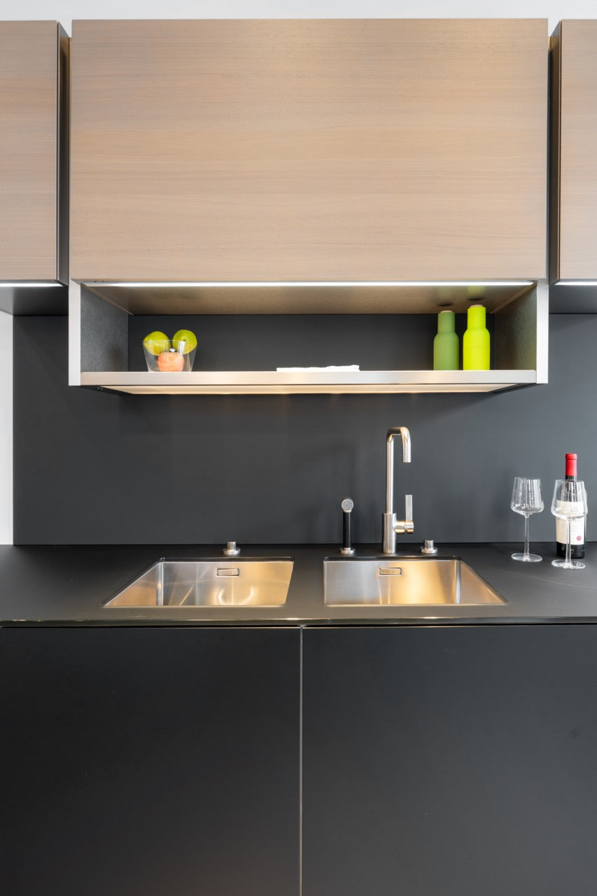 Poggenpohl Porsche Modern Matte Grey Kitchen with Gaggenau Appliances