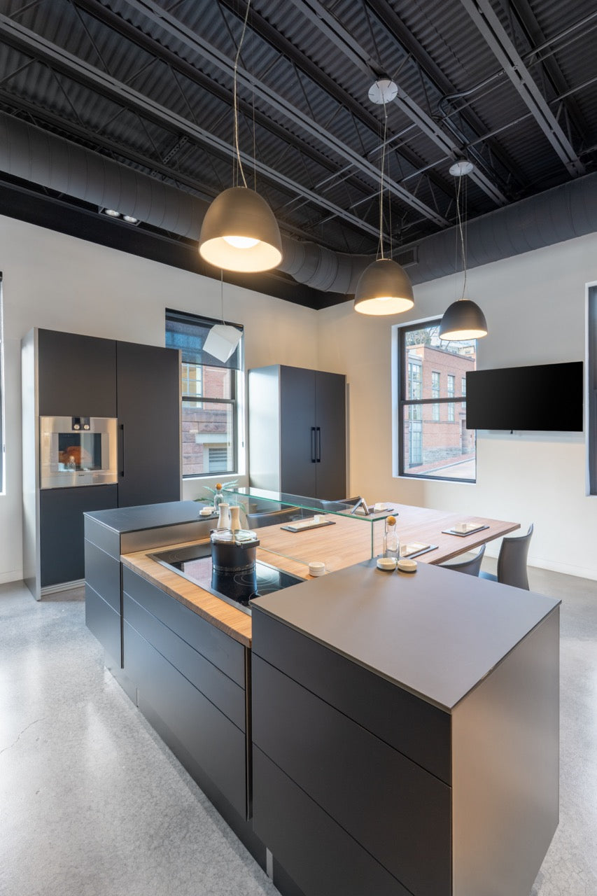 Poggenpohl Porsche Modern Matte Grey Kitchen with Gaggenau Appliances