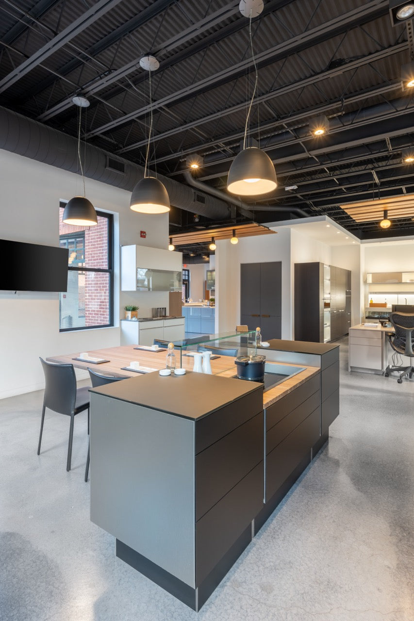 Poggenpohl Porsche Modern Matte Grey Kitchen with Gaggenau Appliances
