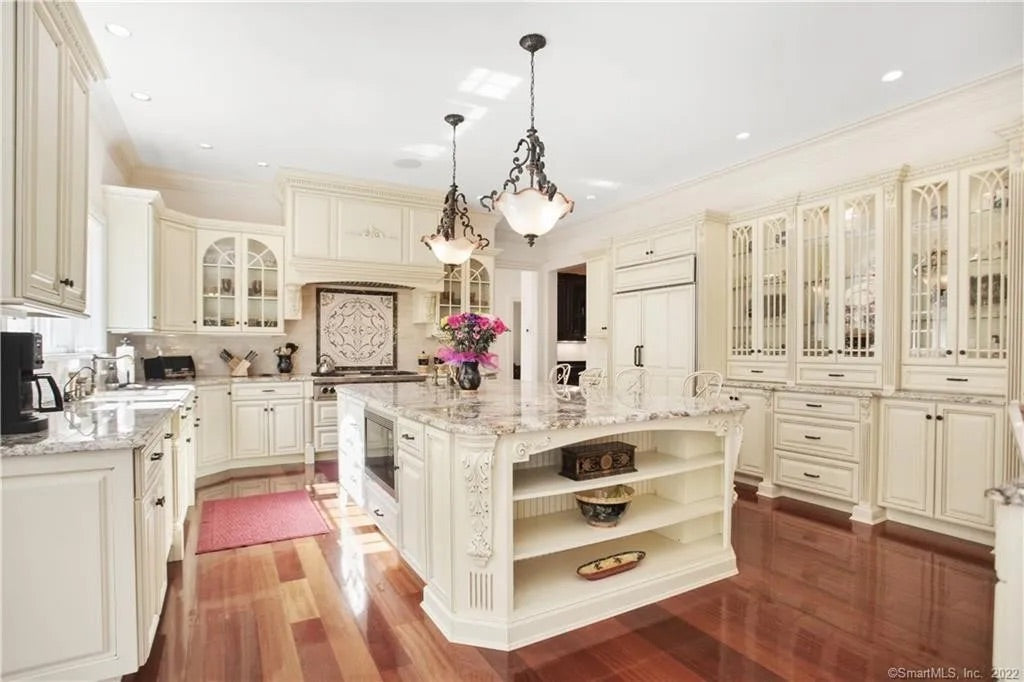 “The Ashbourne” Traditional Muted Cream Kitchen with Island & Desk Area