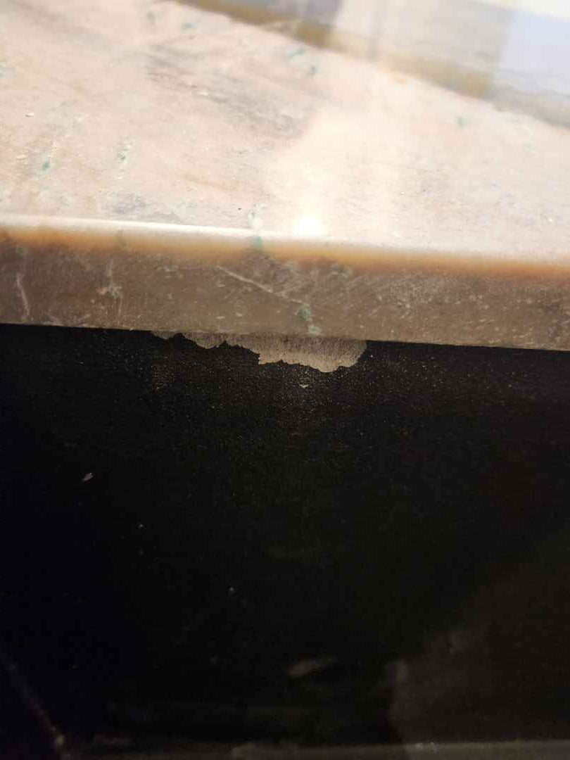 Rein & Jac Transitional Navy & Natural Wood Toned U-Shaped Bar with Marble Countertops, Sink and Faucet