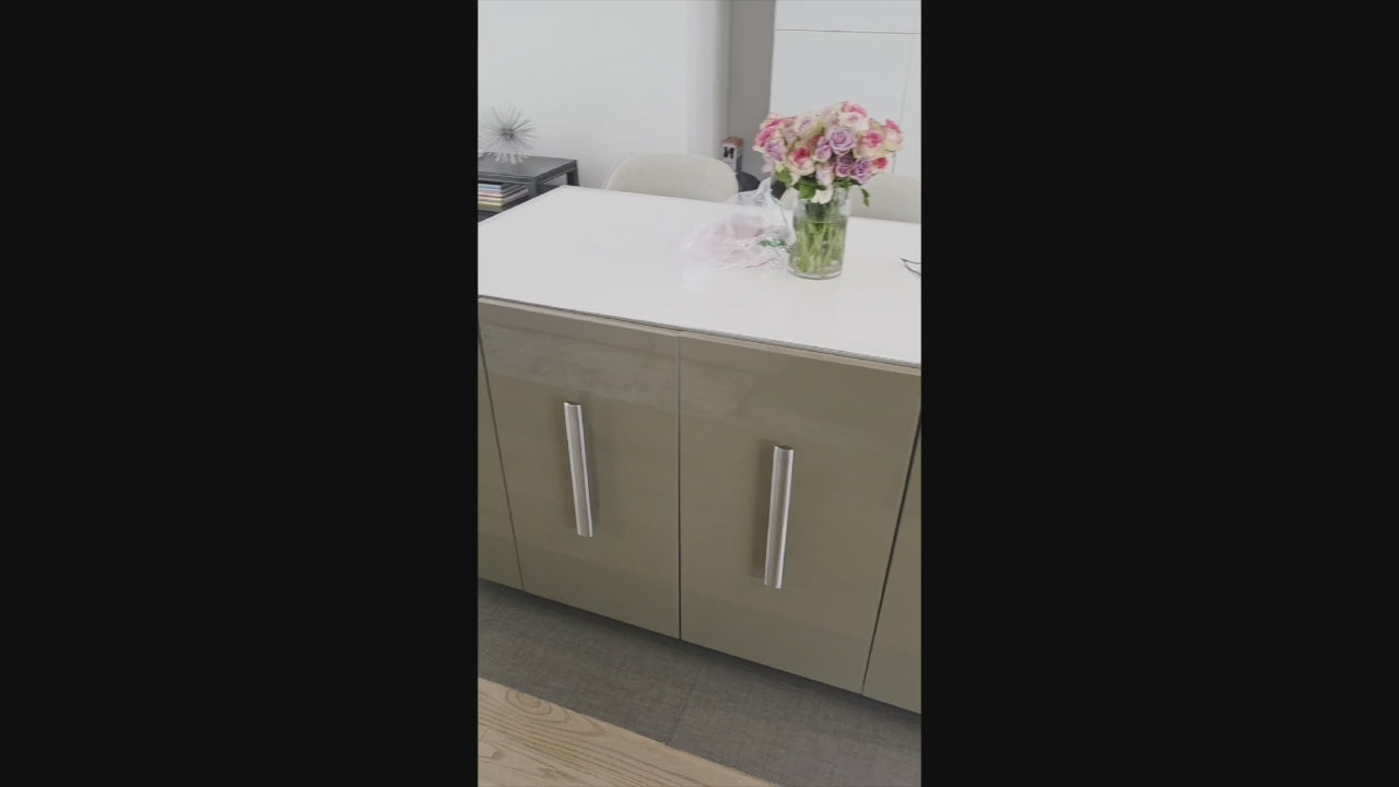 Load video: Luxury minimalist kitchen with large central island and integrated appliances by Rossana