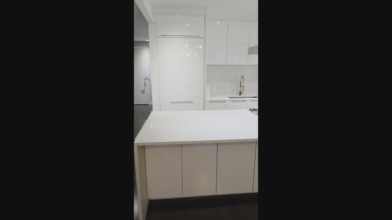 Poggenpohl modern white lacquered kitchen cabinets with premium integrated appliances
