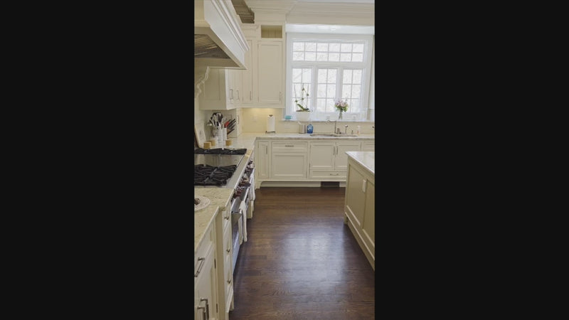 "The Berkley" Transitional White Kitchen with Island and 60" Wolf Range