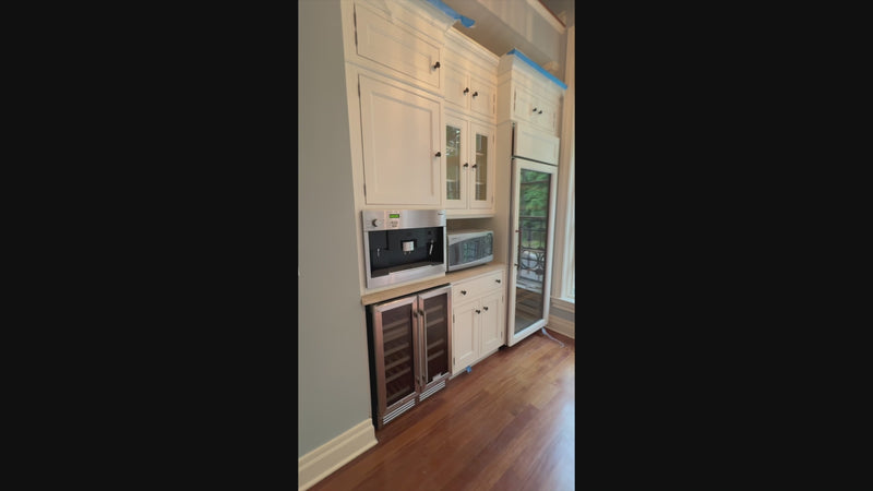 The Clair transitional white solid wood wet bar cabinets and custom millwork