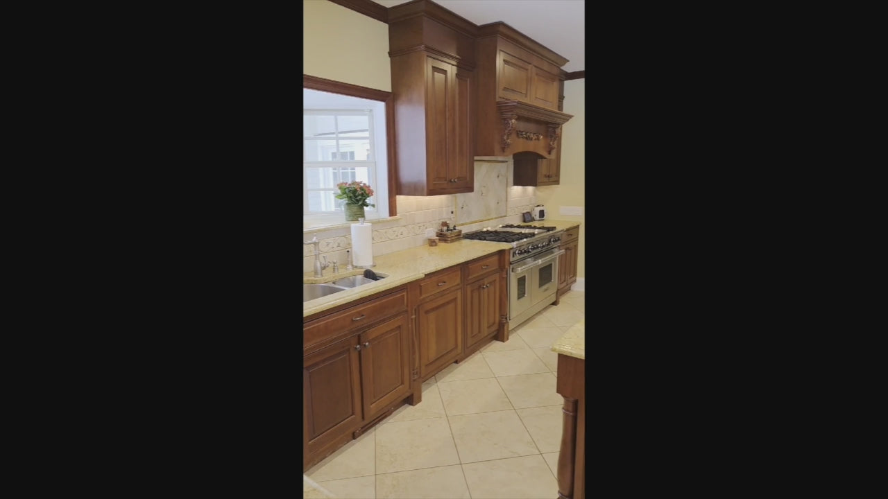 Load video: "The Winchester" Traditional Wooden Kitchen with Granite Countertops and Appliances
