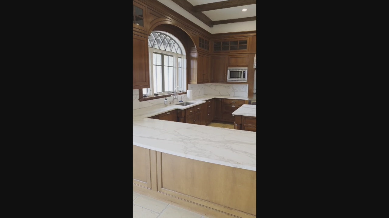 Load video: The Highbury traditional wooden kitchen featuring a Viking architectural hearth and large island
