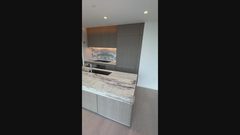 High-end architectural urban kitchen suite with professional European appliances