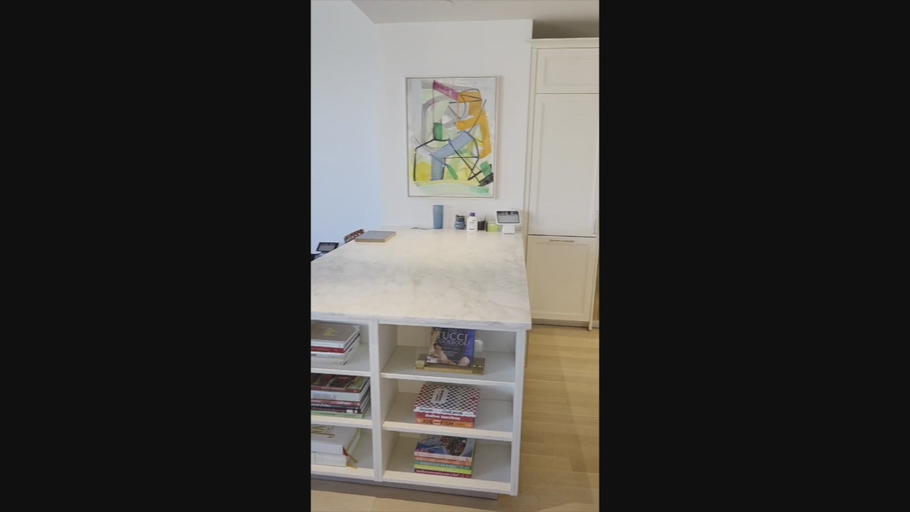 Load video: SieMatic transitional white luxury kitchen with marble island