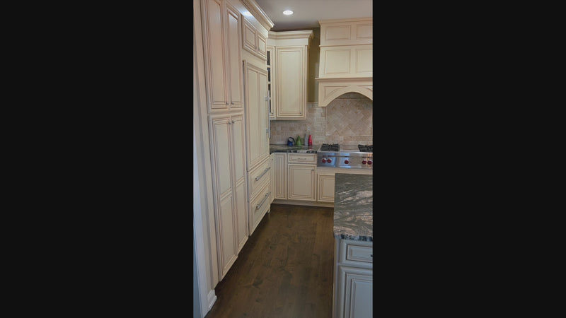 Yorktowne Traditional Cream Kitchen with Island, Cherry Dry Bar and Wolf & Sub-Zero Appliances