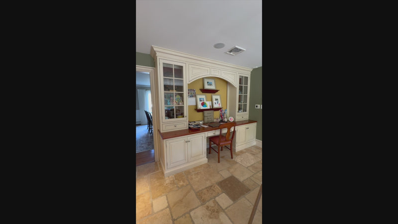 Custom traditional Capitol white built-in home office desk with drawers